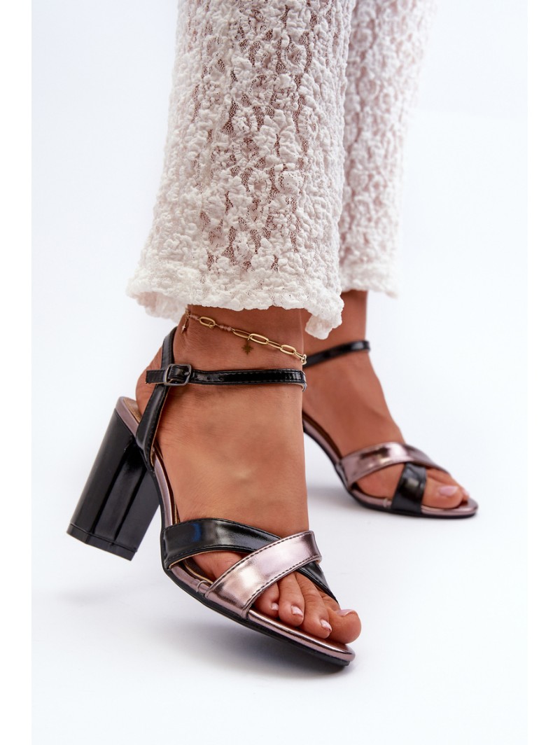 Eco Leather High Heel Platform Sandals Black Abilica