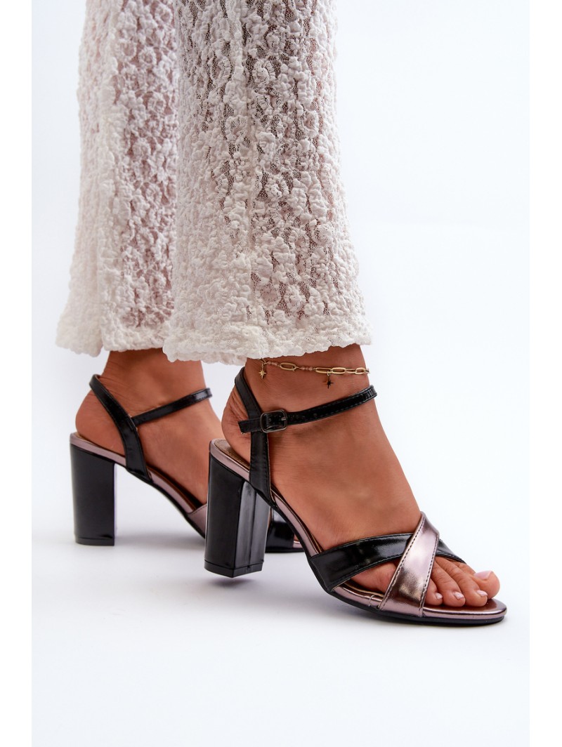 Eco Leather High Heel Platform Sandals Black Abilica