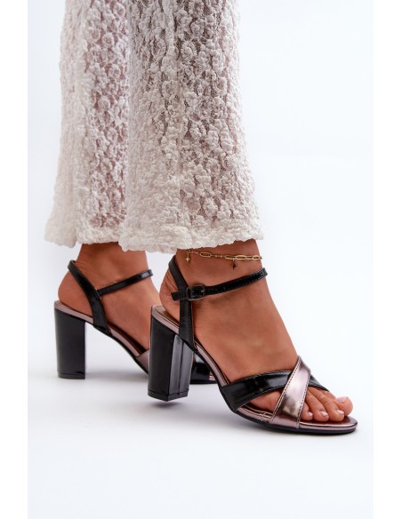 Eco Leather High Heel Platform Sandals Black Abilica