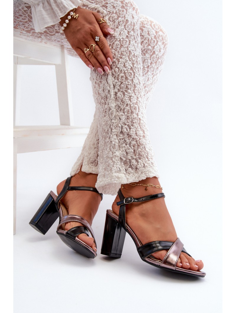 Eco Leather High Heel Platform Sandals Black Abilica