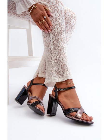 Eco Leather High Heel Platform Sandals Black Abilica