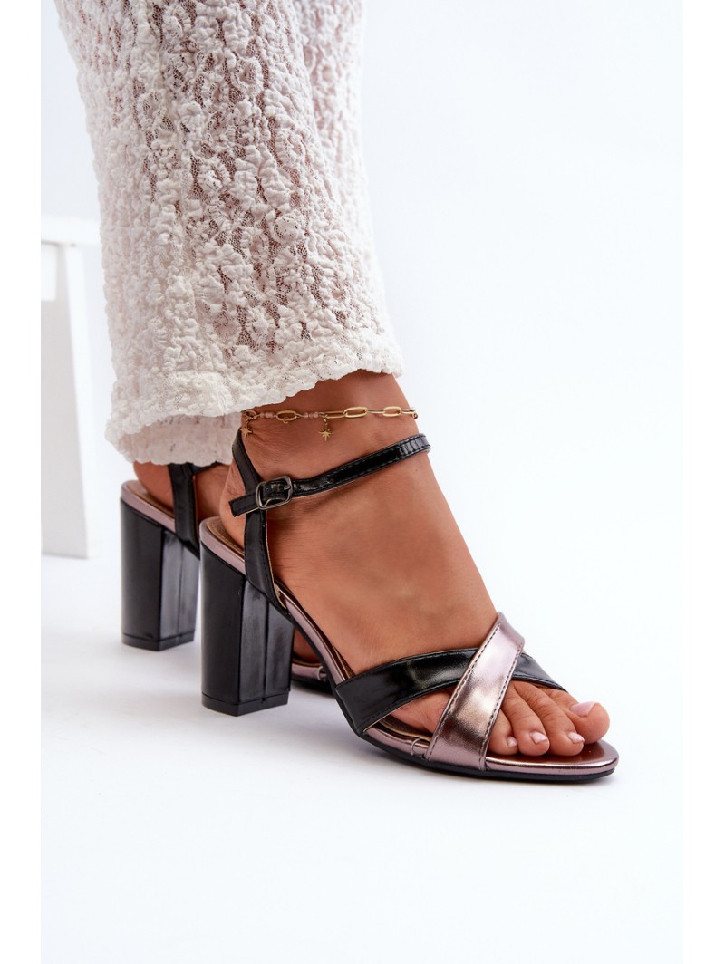 Eco Leather High Heel Platform Sandals Black Abilica
