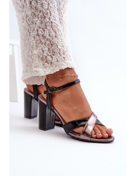 Eco Leather High Heel Platform Sandals Black Abilica