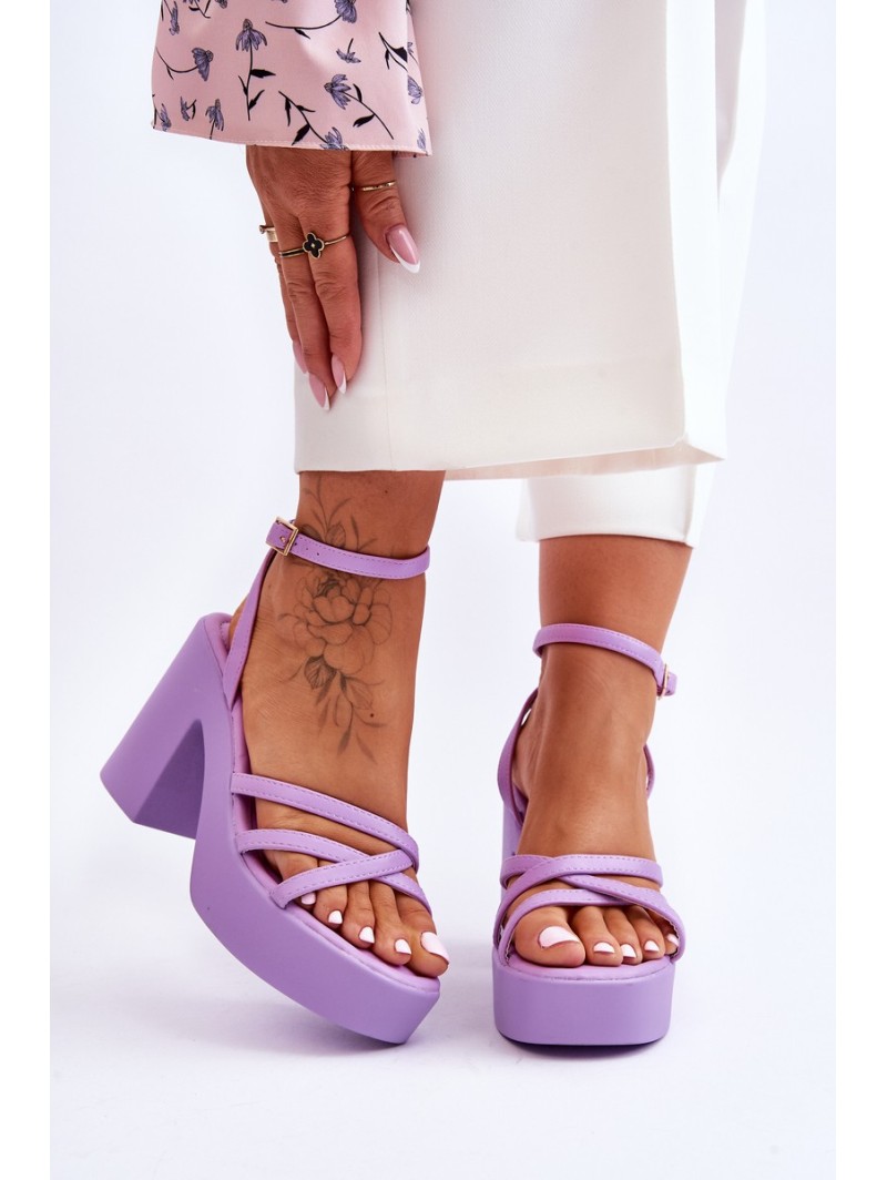 Fashionable High Heels Sandals With Straps Violet Shemira