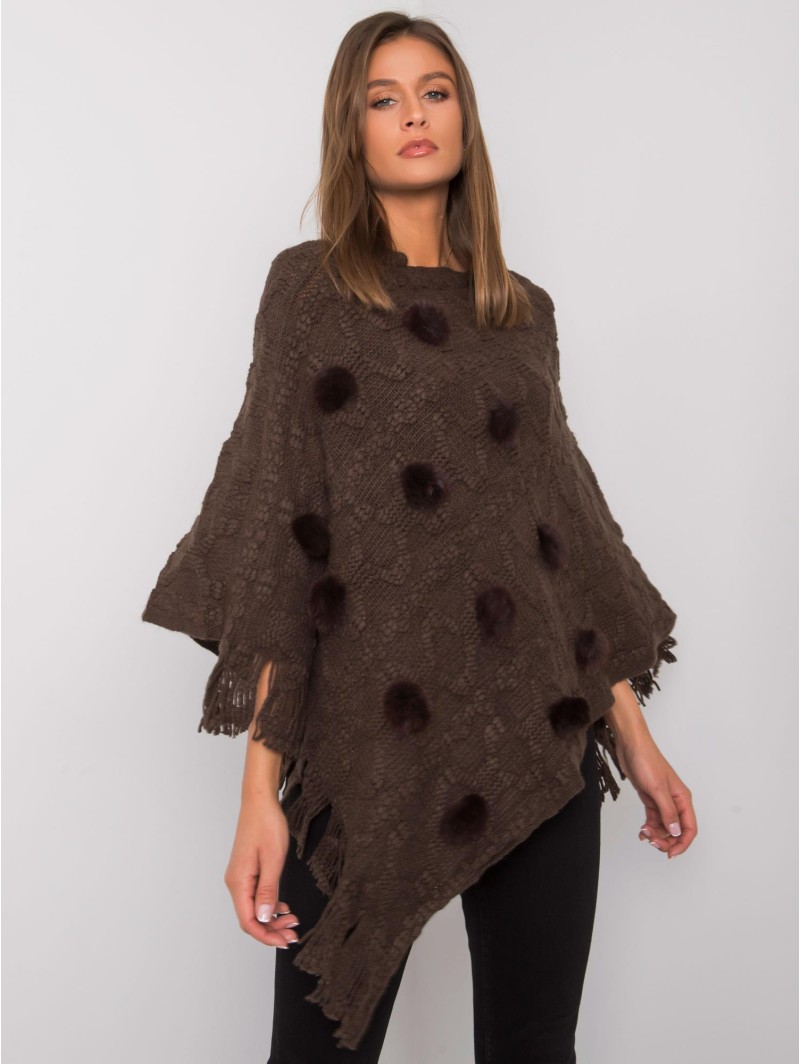 Poncho-AT-PN-368N.60-ciemny brązowy