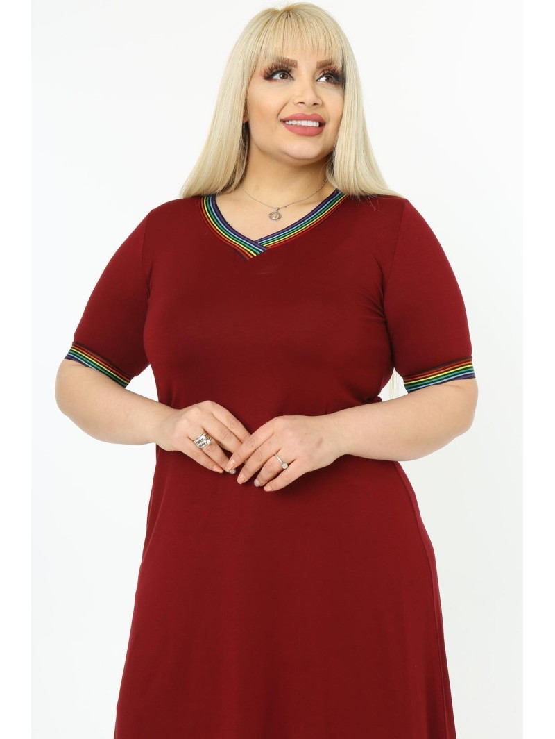 Bordinė suknelė trumpomis rankovėmis ❤️ Suknelės apkūnioms