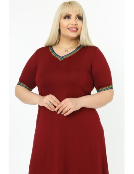 Bordinė suknelė trumpomis rankovėmis ❤️ Suknelės apkūnioms