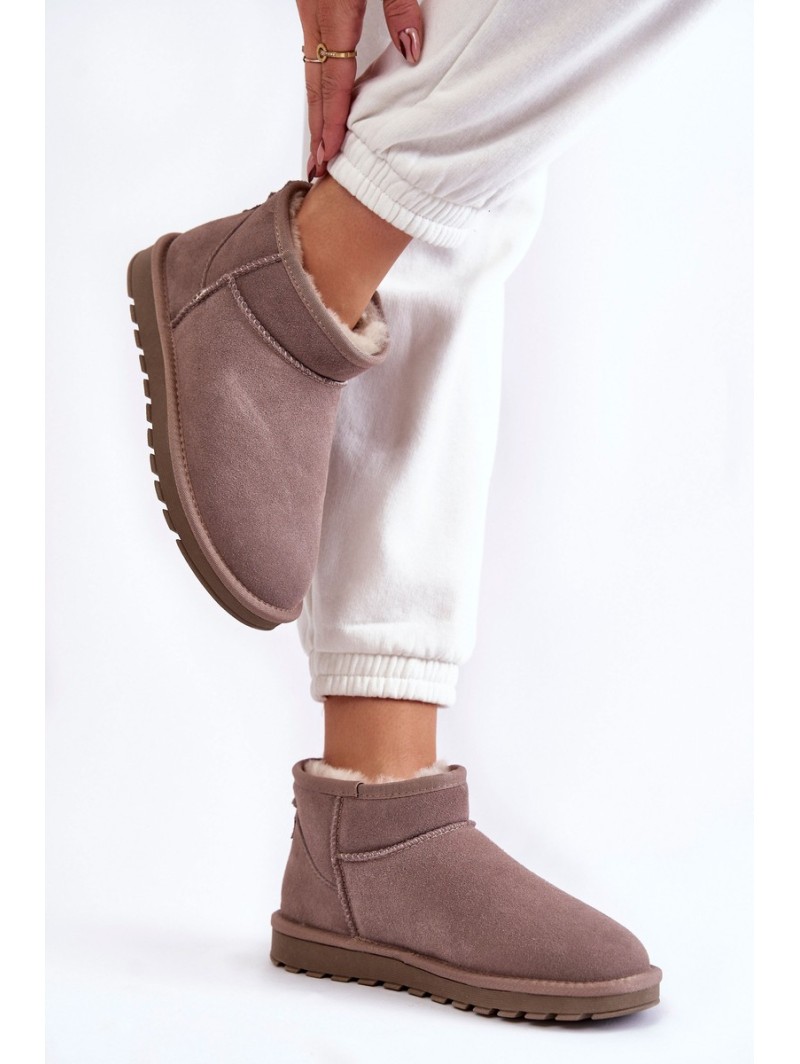 Women's Suede Low Snow Boots Grey Shelie