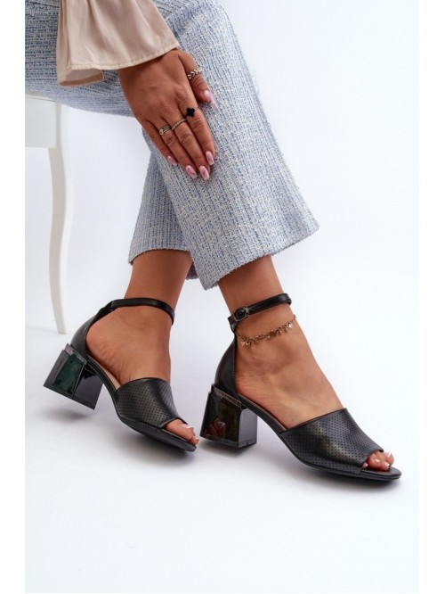 Women's High Heel Sandals in Black Eco Leather Horissa
