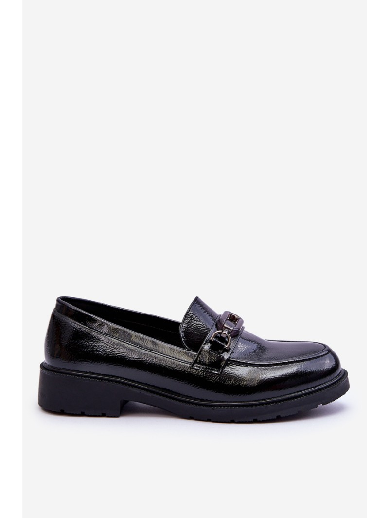 Lacquered Moccasins Loafers With Decoration Black Maura