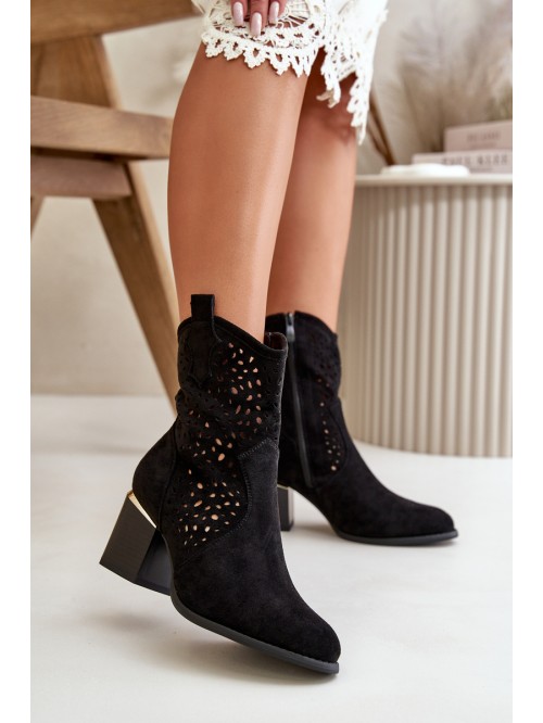 Lace-up ankle boots with eco suede upper, zip closure black Sevana