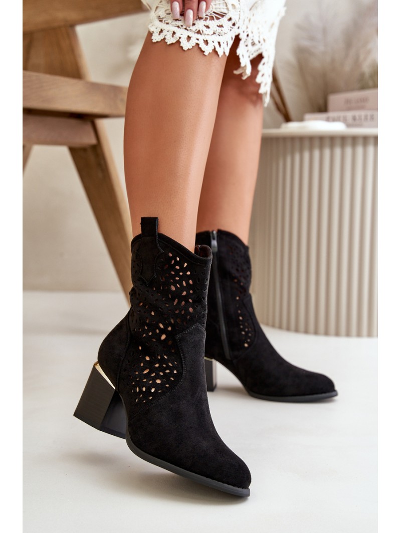 Lace-up ankle boots with eco suede upper, zip closure black Sevana