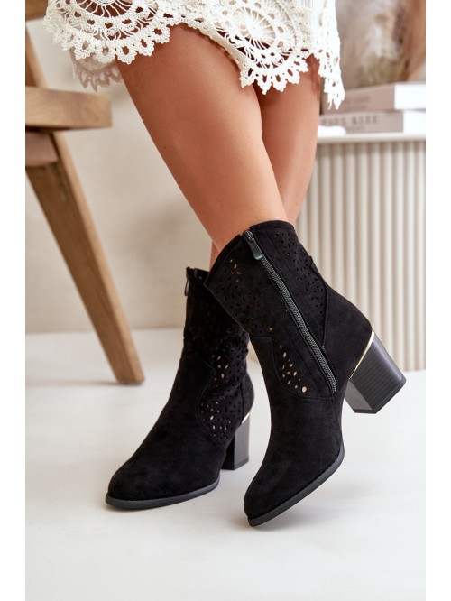 Lace-up ankle boots with eco suede upper, zip closure black Sevana 2