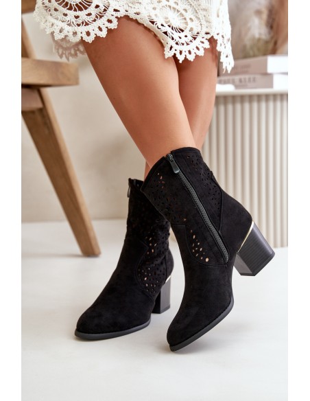 Lace-up ankle boots with eco suede upper, zip closure black Sevana