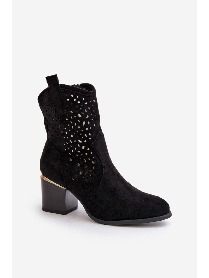 Lace-up ankle boots with eco suede upper, zip closure black Sevana