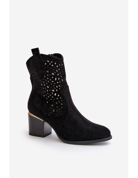 Lace-up ankle boots with eco suede upper, zip closure black Sevana