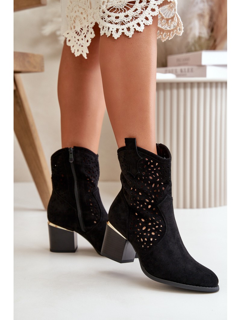 Lace-up ankle boots with eco suede upper, zip closure black Sevana