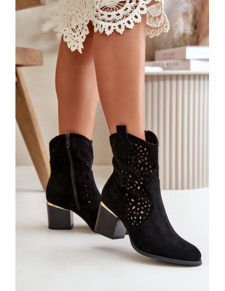 Lace-up ankle boots with eco suede upper, zip closure black Sevana