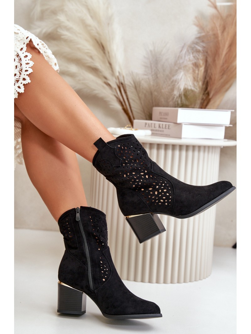 Lace-up ankle boots with eco suede upper, zip closure black Sevana