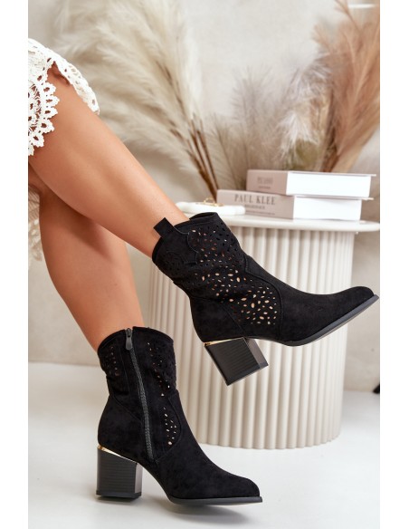 Lace-up ankle boots with eco suede upper, zip closure black Sevana