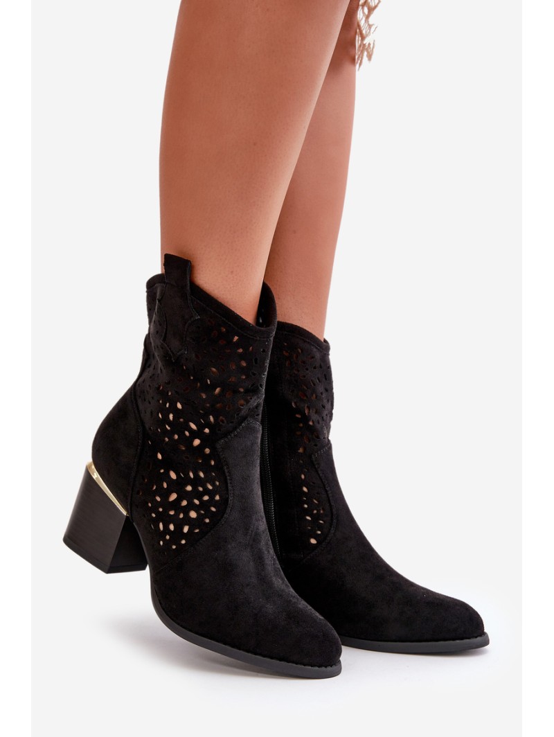 Lace-up ankle boots with eco suede upper, zip closure black Sevana