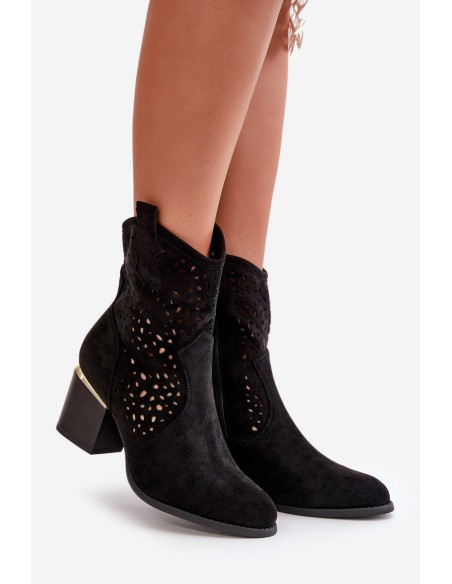 Lace-up ankle boots with eco suede upper, zip closure black Sevana