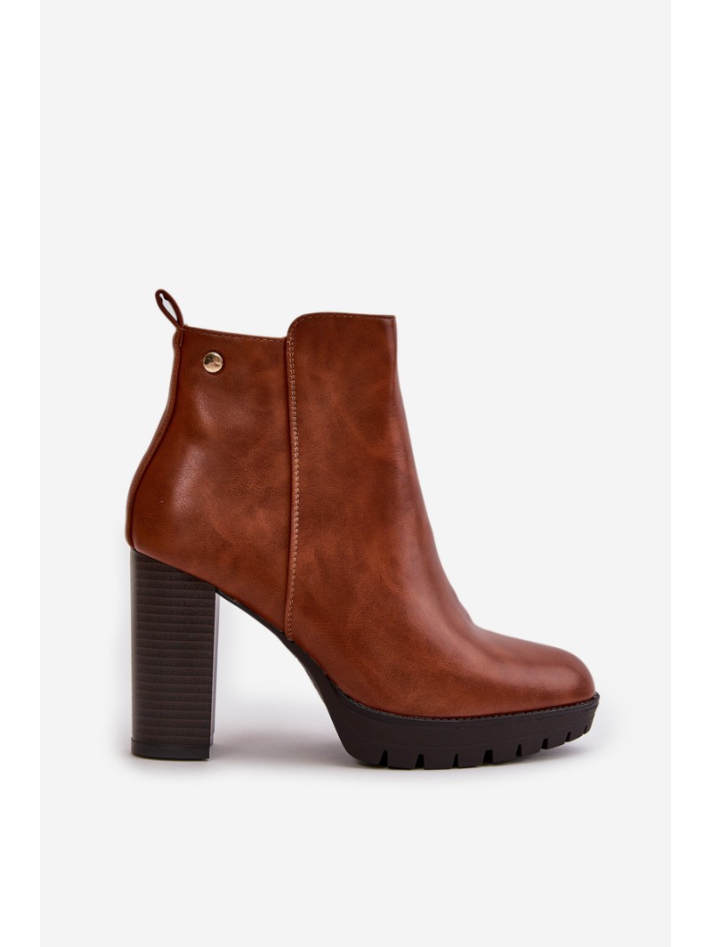 Women's Winter Boots with High Heel Zip Closure Camel Bioria
