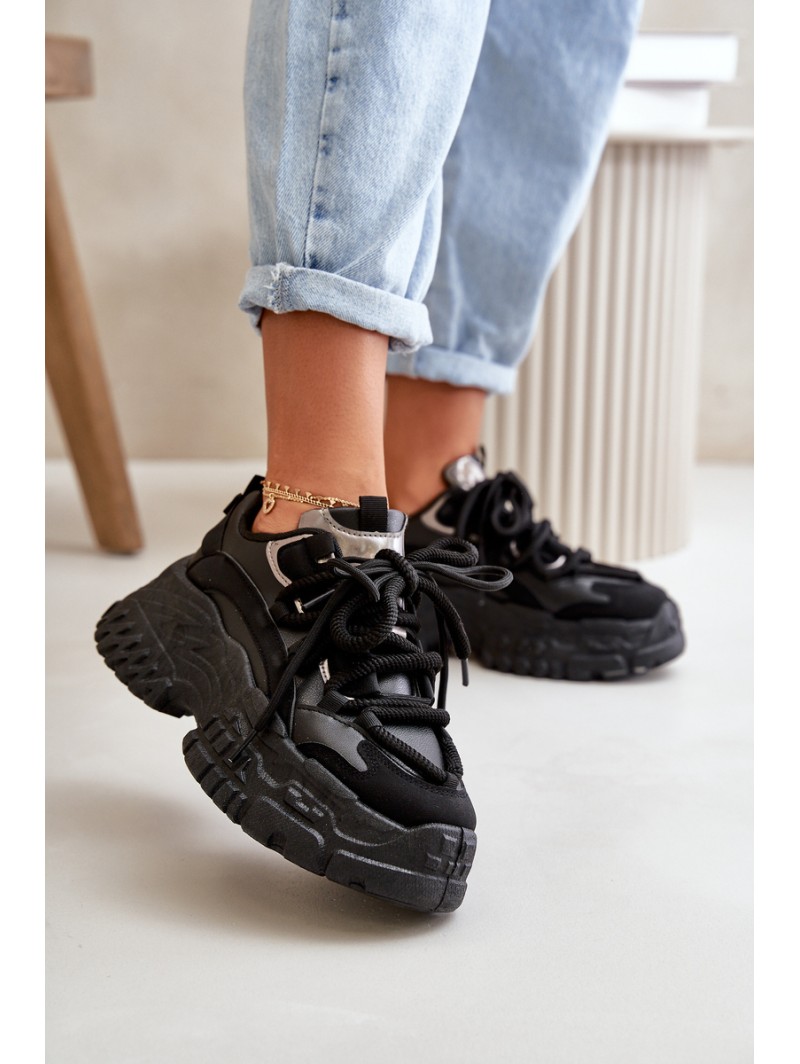 Women's sneakers with chunky sole black Nevela