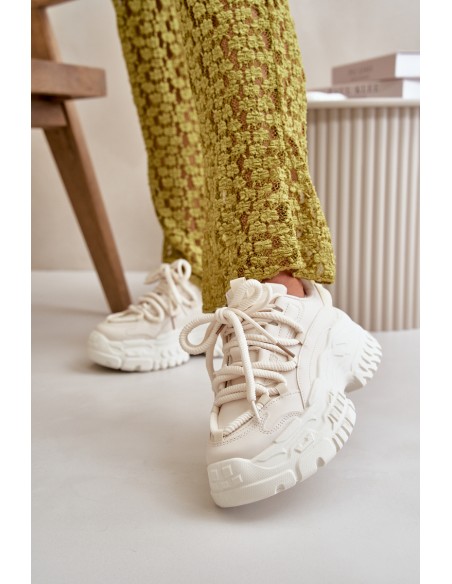 Women's sneakers on a chunky sole in light beige Nevela