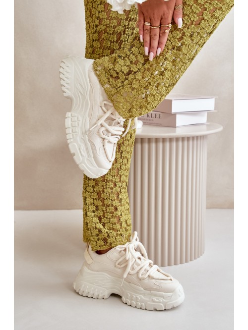 Women's sneakers on a chunky sole in light beige Nevela 2