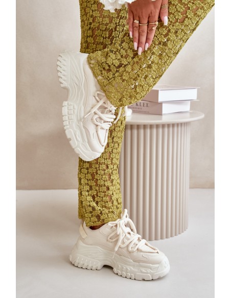 Women's sneakers on a chunky sole in light beige Nevela