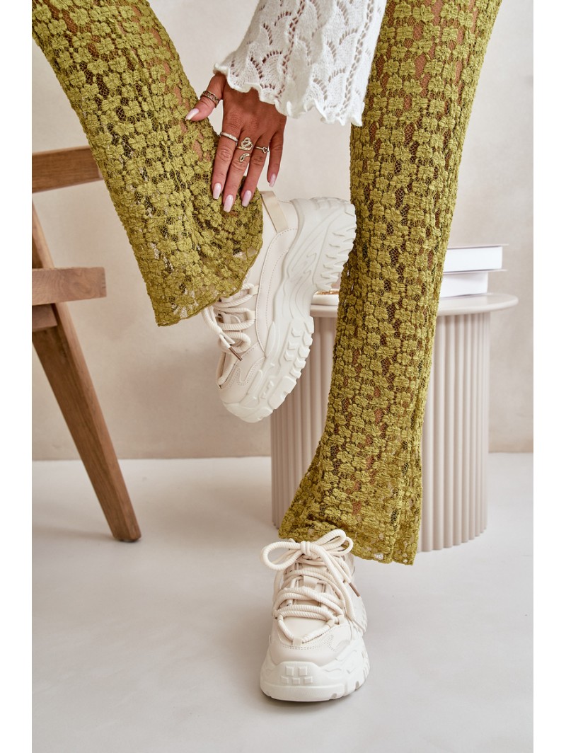Women's sneakers on a chunky sole in light beige Nevela