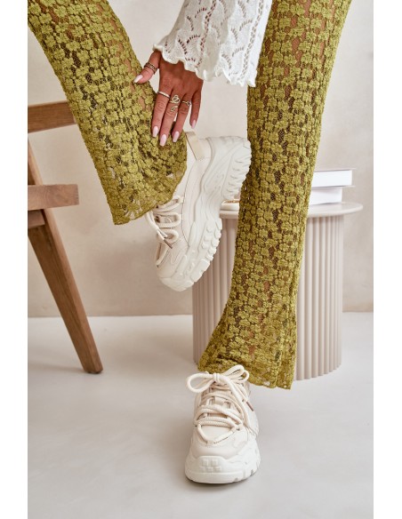 Women's sneakers on a chunky sole in light beige Nevela