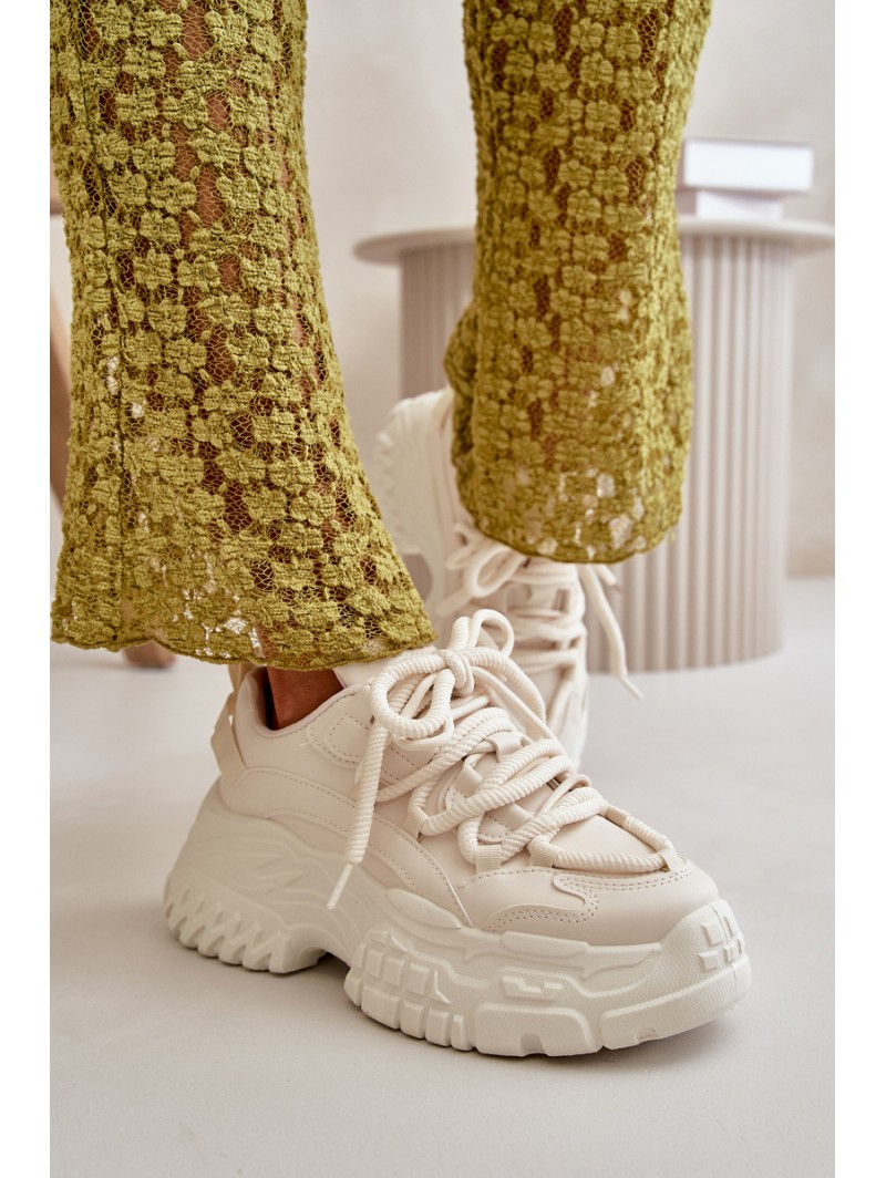 Women's sneakers on a chunky sole in light beige Nevela