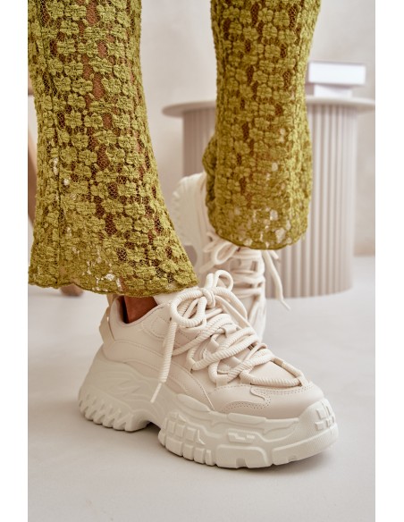 Women's sneakers on a chunky sole in light beige Nevela
