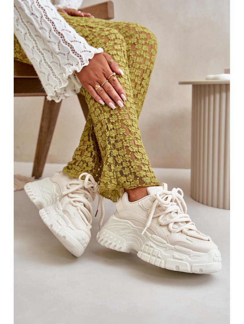 Women's sneakers on a chunky sole in light beige Nevela
