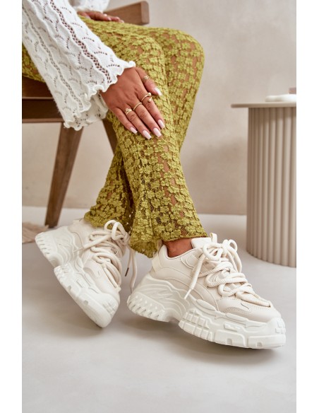 Women's sneakers on a chunky sole in light beige Nevela