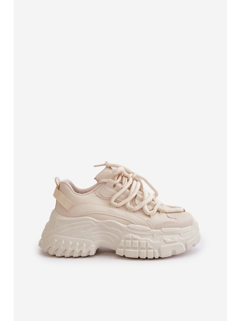 Women's sneakers on a chunky sole in light beige Nevela
