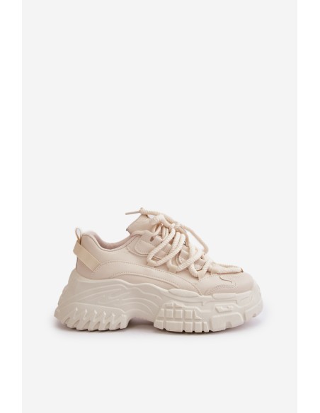 Women's sneakers on a chunky sole in light beige Nevela