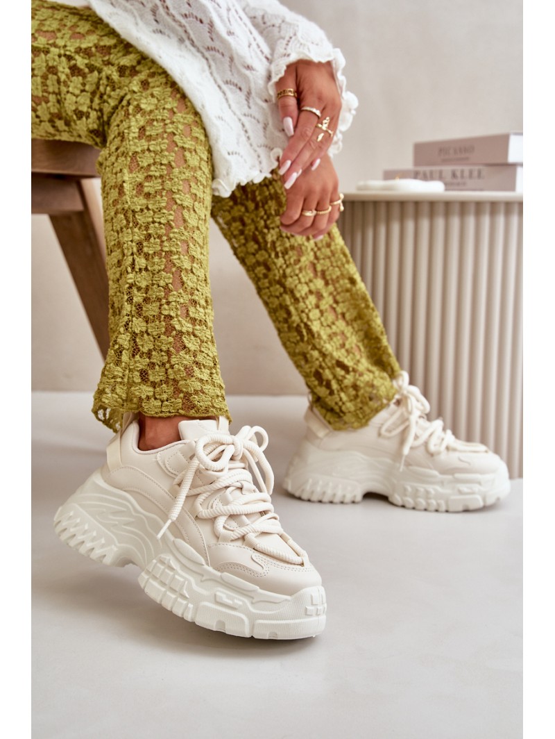 Women's sneakers on a chunky sole in light beige Nevela