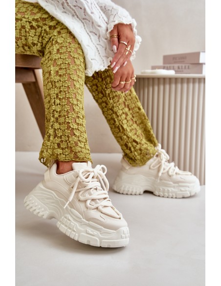 Women's sneakers on a chunky sole in light beige Nevela