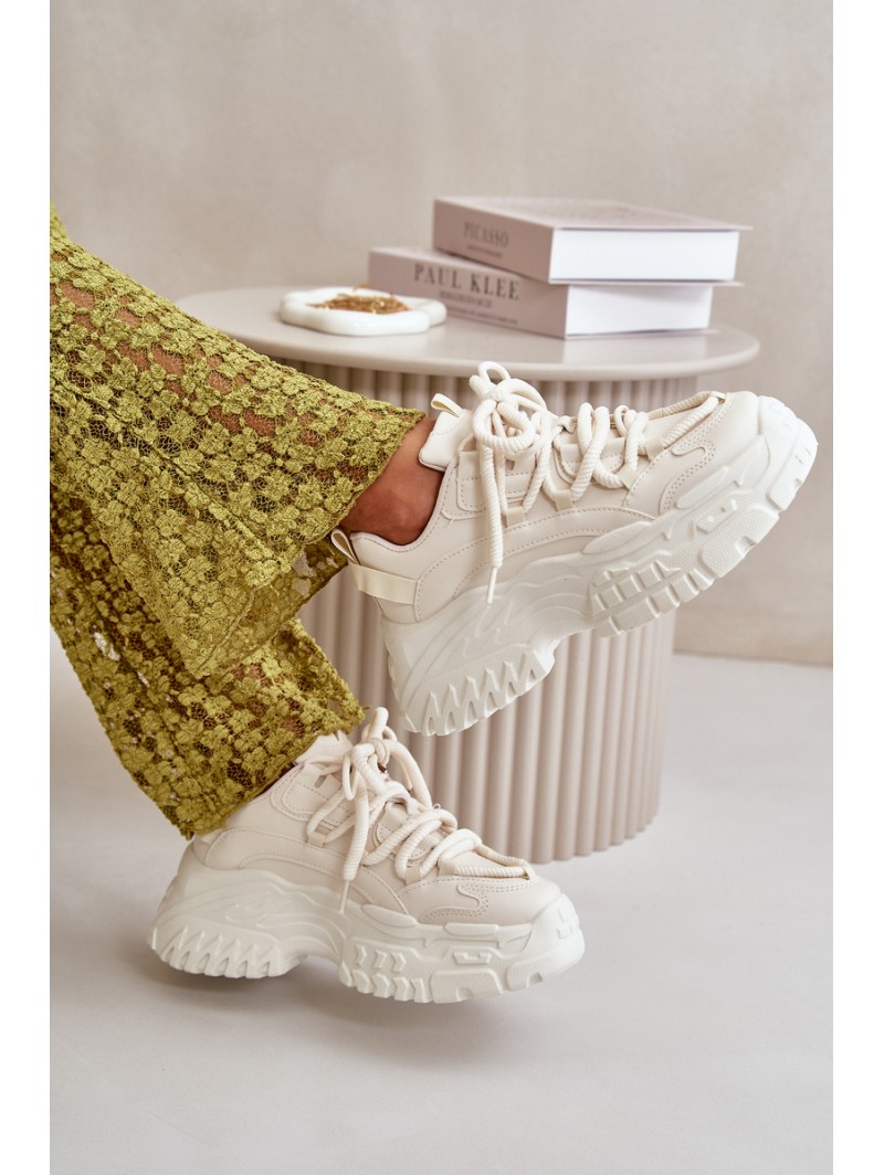 Women's sneakers on a chunky sole in light beige Nevela