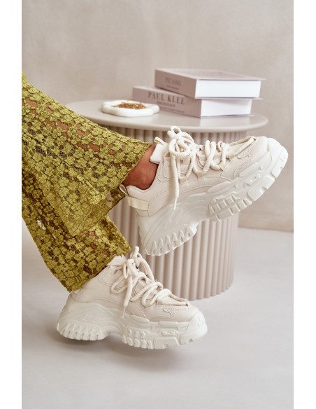 Women's sneakers on a chunky sole in light beige Nevela