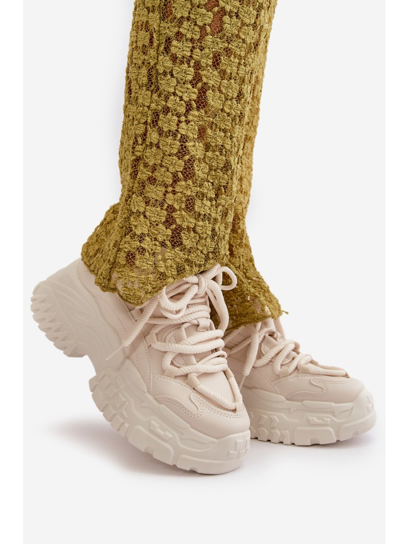 Women's sneakers on a chunky sole in light beige Nevela