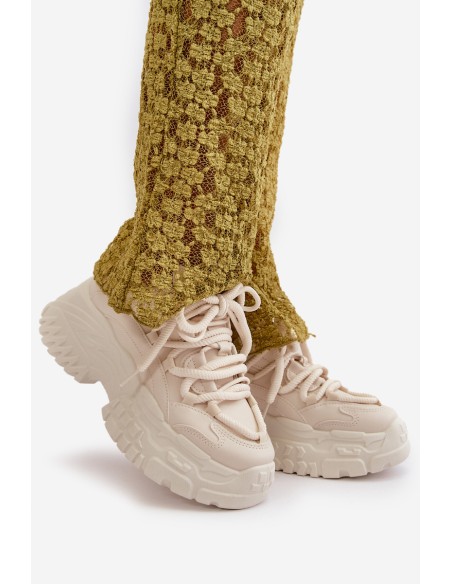 Women's sneakers on a chunky sole in light beige Nevela