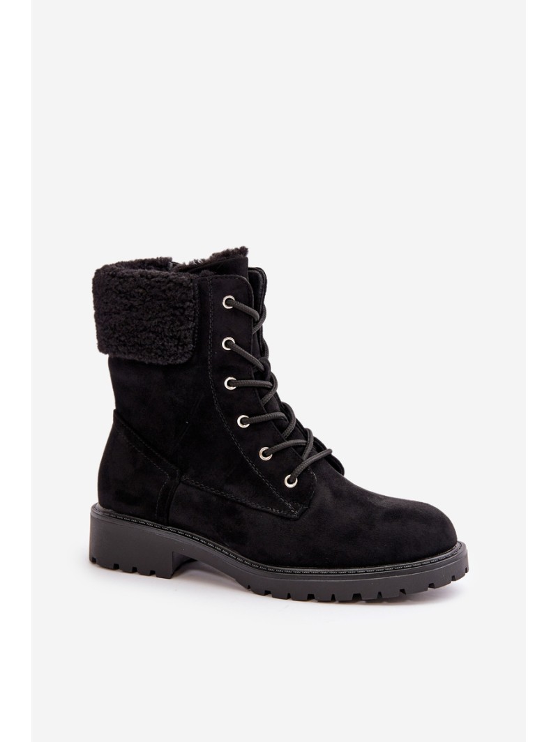 Women's Lined Workery Boots with Zip Black Mivael