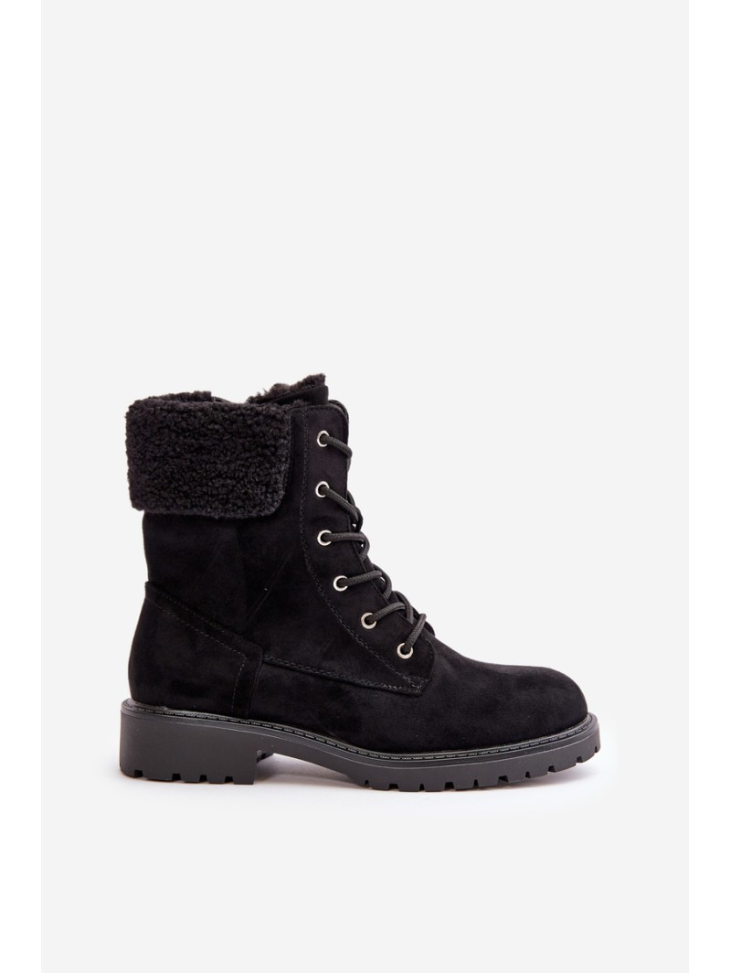 Women's Lined Workery Boots with Zip Black Mivael