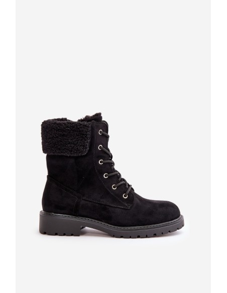 Women's Lined Workery Boots with Zip Black Mivael