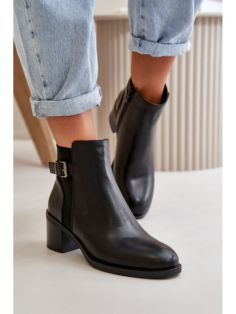 Women's Winter Insulated Boots with Heel and Buckle Black Nevillira