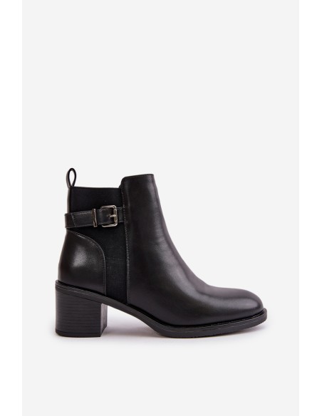 Women's Winter Insulated Boots with Heel and Buckle Black Nevillira